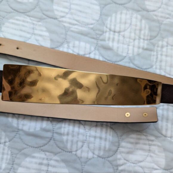 Women`s Waist Belt with Gold Metal Plate Size 14